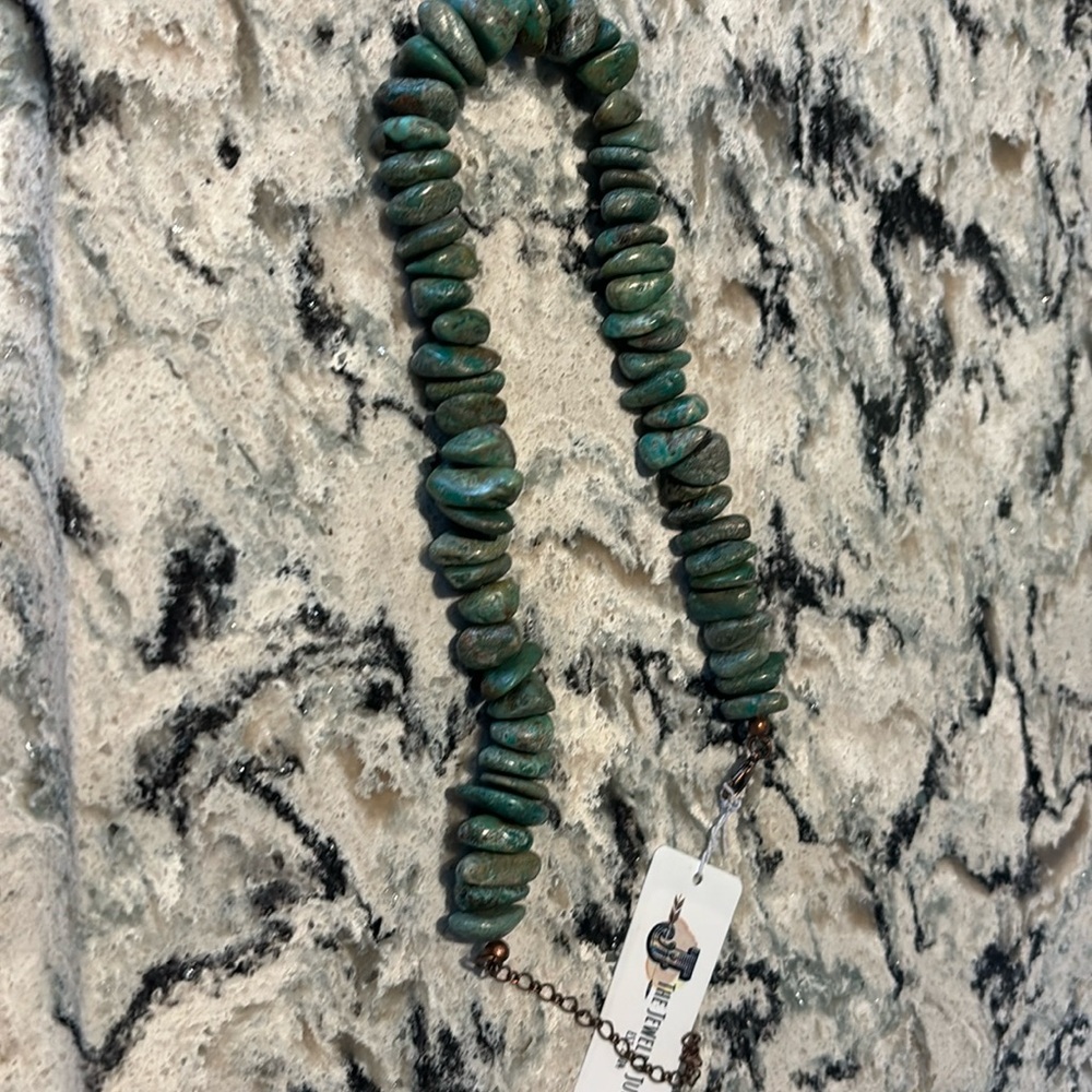 Chunky Natural Turquoise Collar Length Necklace